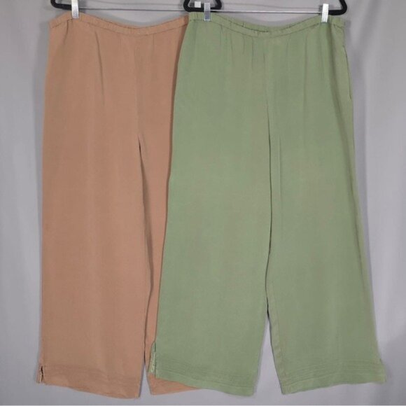 Soft Surroundings 100% SILK Women’s Wide Leg Pants Pull on Pockets X-LARGE TALL